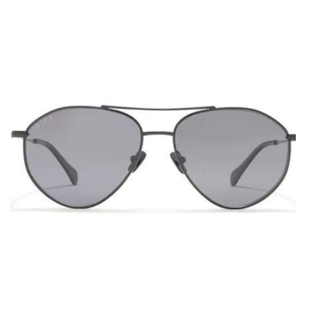 DIFF  Ivy 56mm Polarized Aviator Sunglasses- Black/ Dark Smoke - Picture 5 of 7